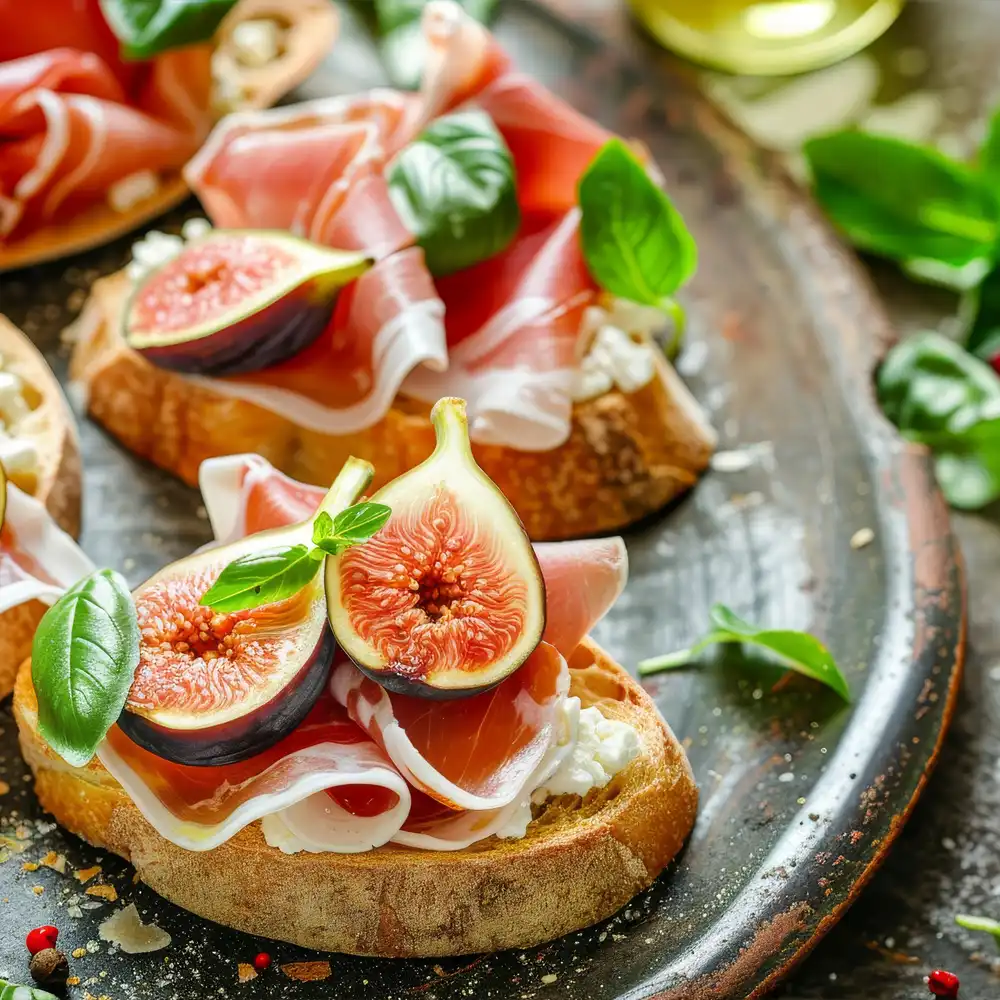 Feigen Crostini mit Preiselbeer-Frischkaese